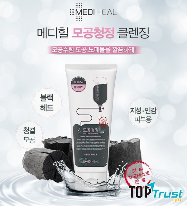 Sữa Rửa Mặt Than Hoạt Tính Mediheal Pore-Clean Charcoal Cleansing Foam