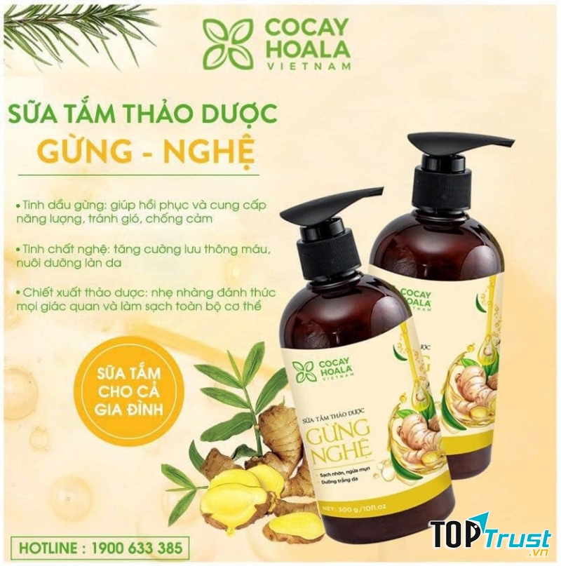 Sữa tắm thảo dược Gừng Nghệ COCAYHOALA