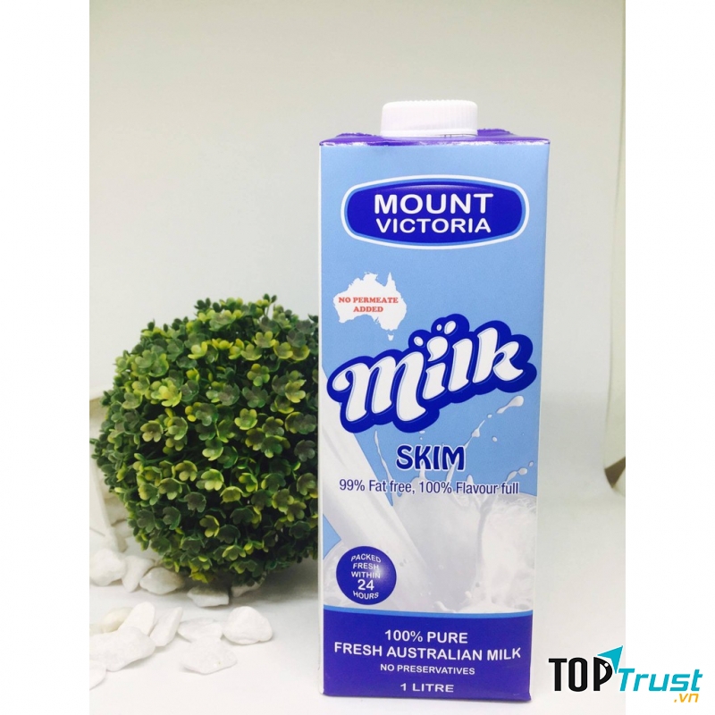Sữa tươi tiệt trùng Mount Victoria Milk Skim tách béo 1 Lít của Úc