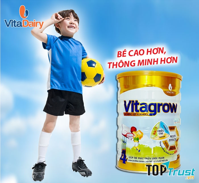 ﻿Sữa Vitagrow 100% Canxi từ sữa và bổ sung MK7.