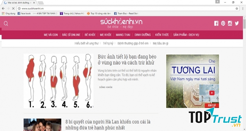Giao diện website Sức khỏe nhi