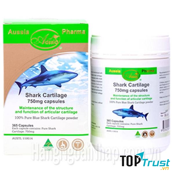 ﻿Hỗ trợ xương khớp Sụn Vi Cá Aussia Pharma Shark Cartilage 750mg 365 Viên