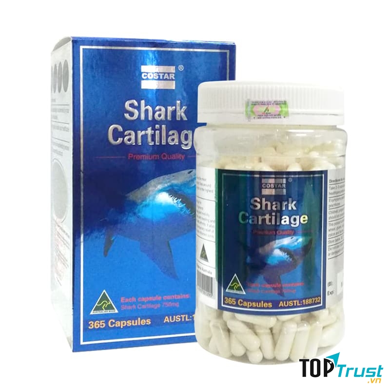 ﻿Hỗ trợ xương khớp Sụn Vi Cá Mập Costar 750mg - Shark Cartilage 365 Viên Của Úc
