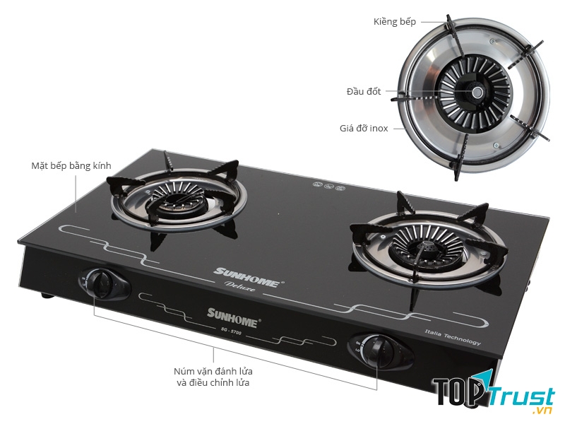 Bếp gas mặt kính Sunhome SG-5700N.
