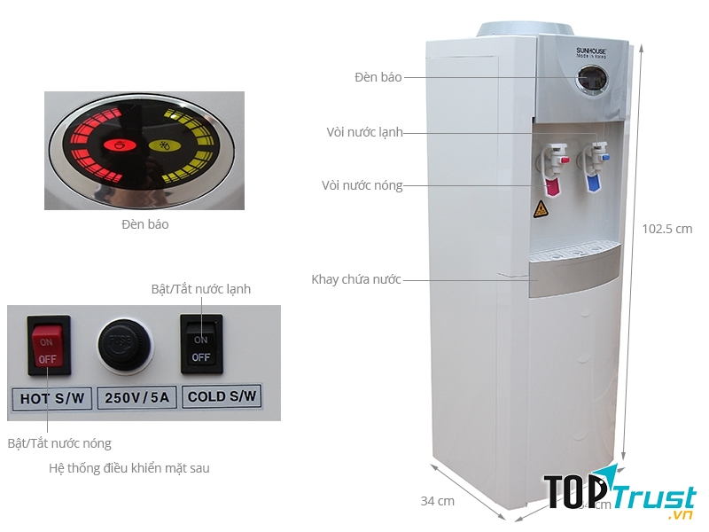 Cây nước nóng lạnh Sunhouse SHD 9696