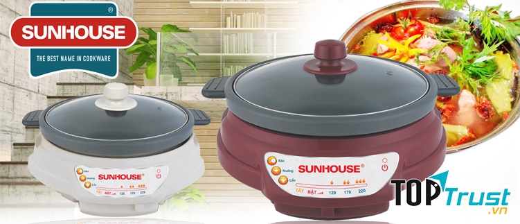 Lẩu Điện SUNHOUSE SH-535L kiểu dáng trang nhã, gọn nhẹ