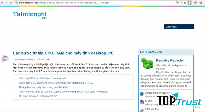 Giao diện trang web taimienphi.vn