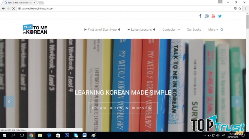 Giao diện của trang web Talk to me in Korean
