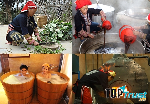 Tắm lá thuốc của người Dao đỏ