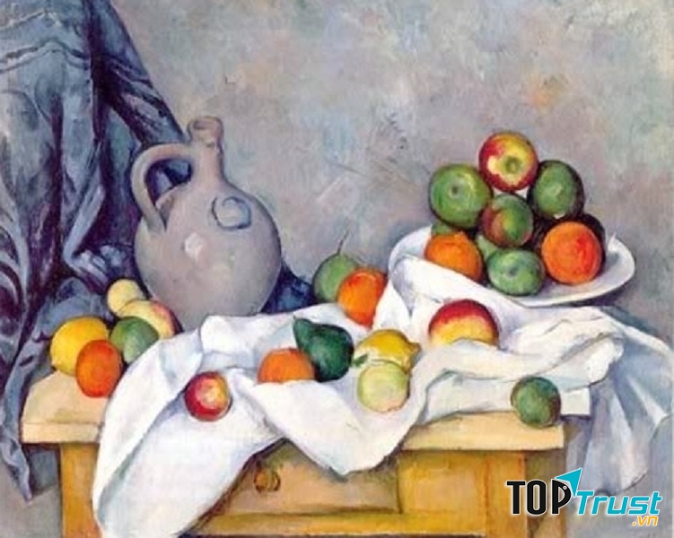 Tấm màn, Cái bình và bát trái cây