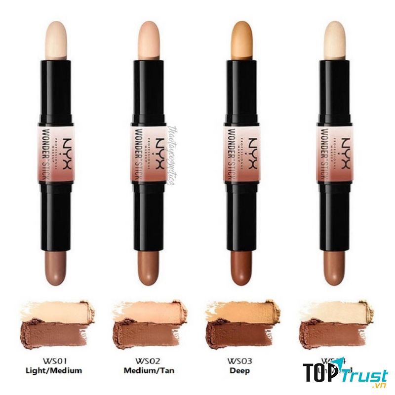 Che Khuyết Điểm & Tạo Khối 2 Đầu NYX Highlight And Contour Wonder Stick với thiết kế 2 đầu siêu gọn nhẹ và tiện lợi