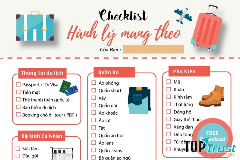 Tạo một checklist những thứ cần đem