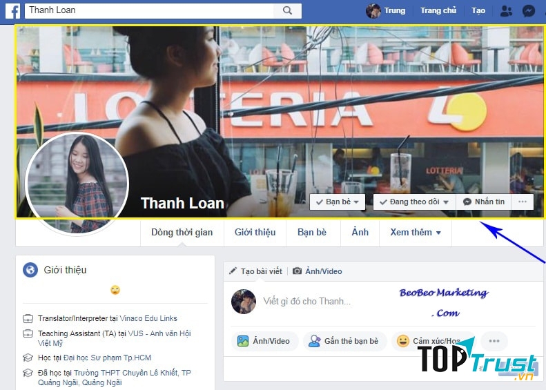 Profile cá nhân trust phải có thông tin đầy đủ (bao gồm họ tên, nghề nghiệp, địa chỉ, avatar cá nhân, ảnh cover facebook, số điện thoại….) để tạo sự uy tín đối với khách hàng vào tham quan.