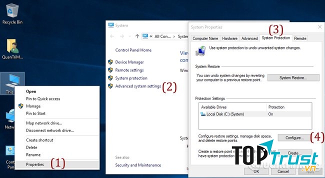Làm tuần tự các bước từ 1 đến 4