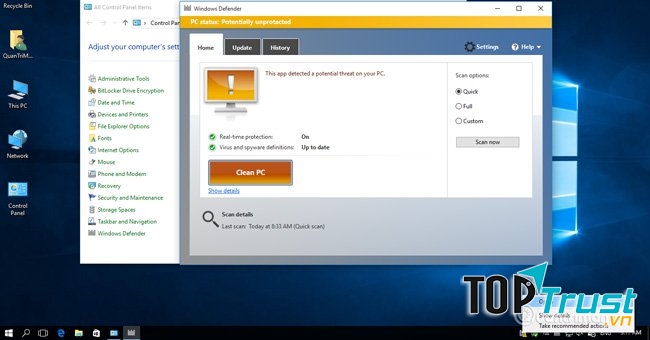 Mở Windows Defender