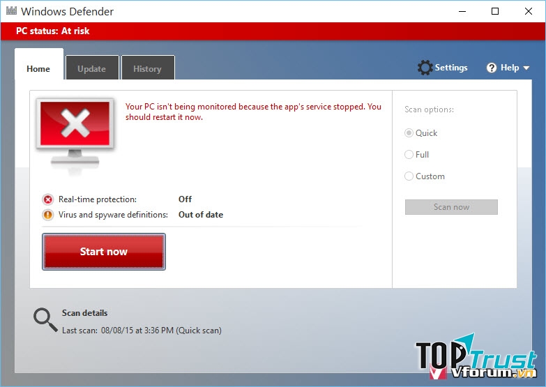 Sau khi tắt thành công giao diện sẽ thế này