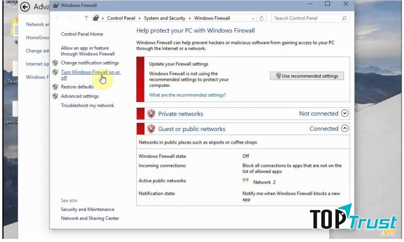 Tắt Windows Firewall