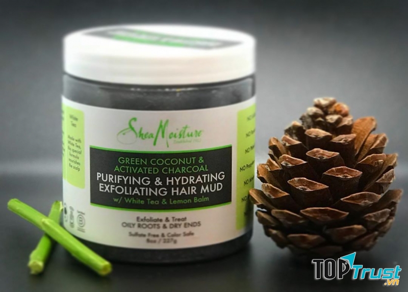 Tẩy tế vào chết cho tóc Shea Moisture Green Coconut & Activated Charcoal Exfoliating Hair Mud