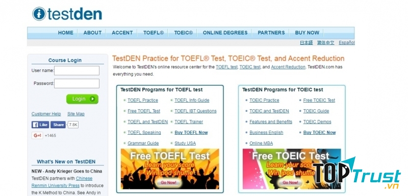 Testden là trang web lí tưởng cho các bạn thí sinh mới bắt đầu quá trình học TOEIC