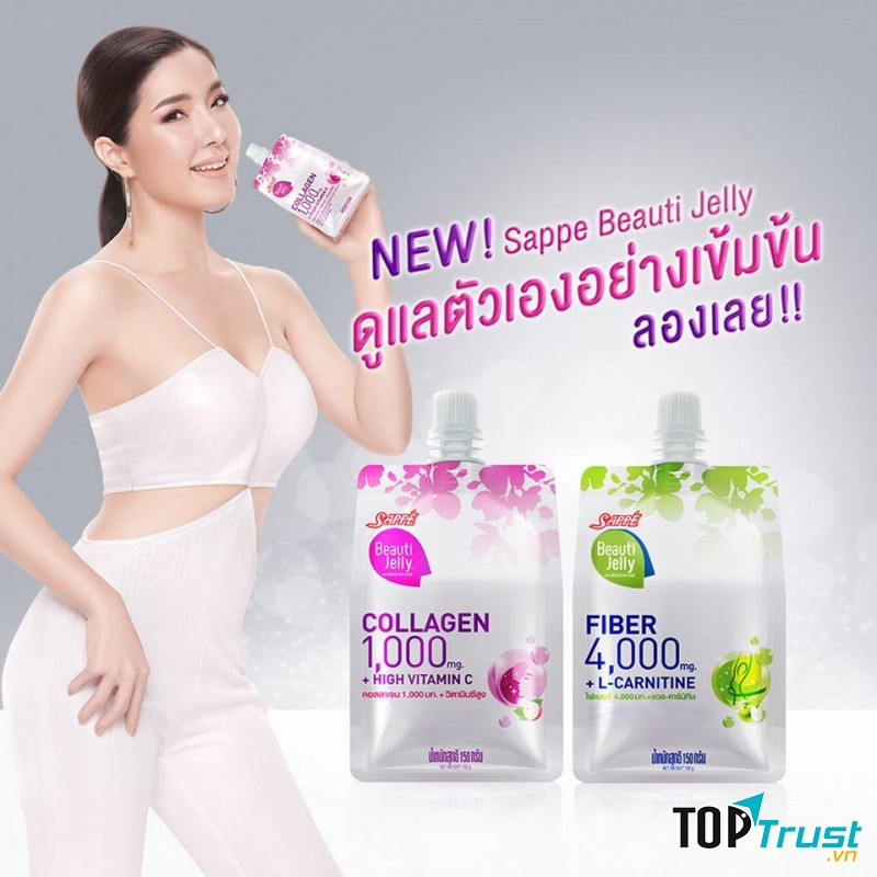 Thạch collagen SAPPE BEAUTI JELLY Hương Vải