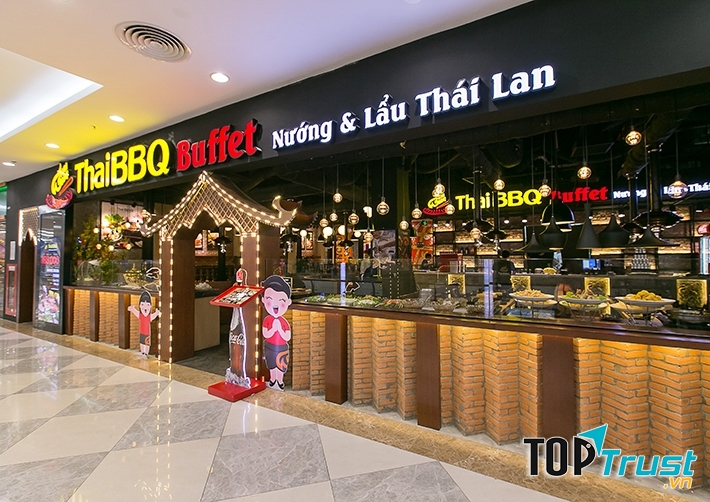 Thái BBQ buffet nằm trong Vincom Mega Mall chủ yếu là buffet nướng và lẩu