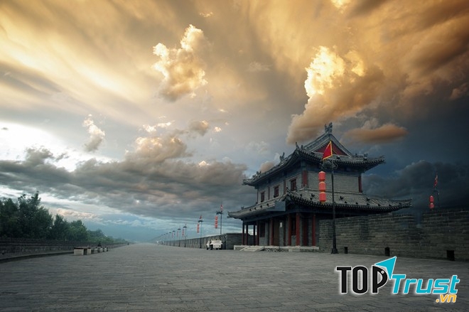 Không gian mang nét cổ kính, trầm mặc tại thành cổ Tây An