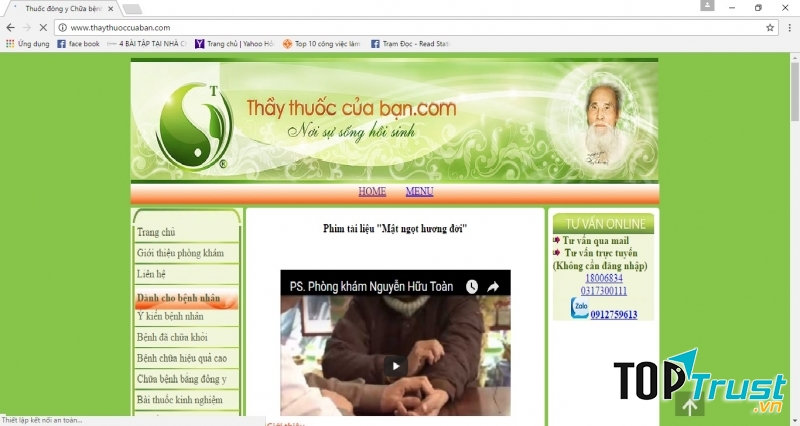 Giao diện website Thầy thuốc của bạn