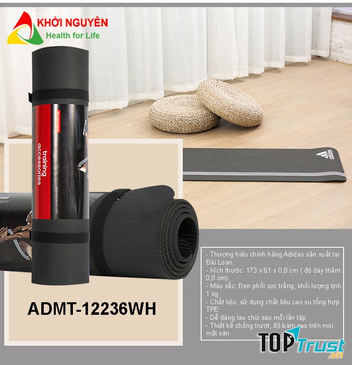 Thảm tập Yoga Adidas ADMT-12236WH chính hãng