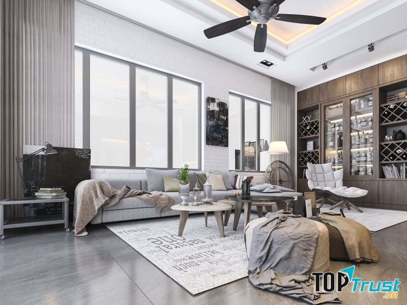Mẫu thiết kế phòng khách công trình biệt thự của TheHouseDesign