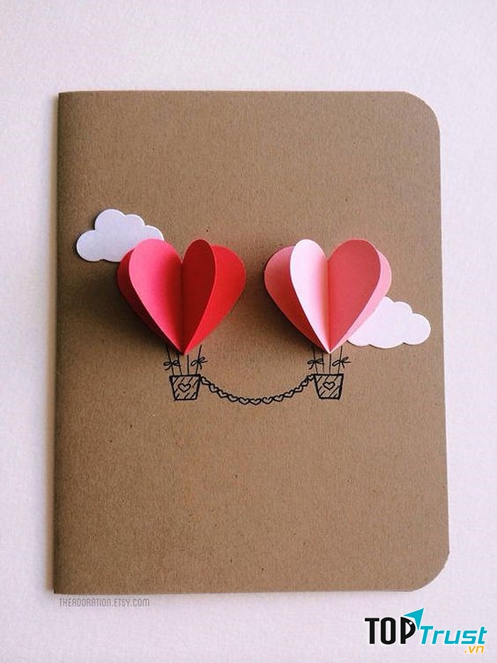 Thiệp tinh khí cầu 3D bằng giấy cắt