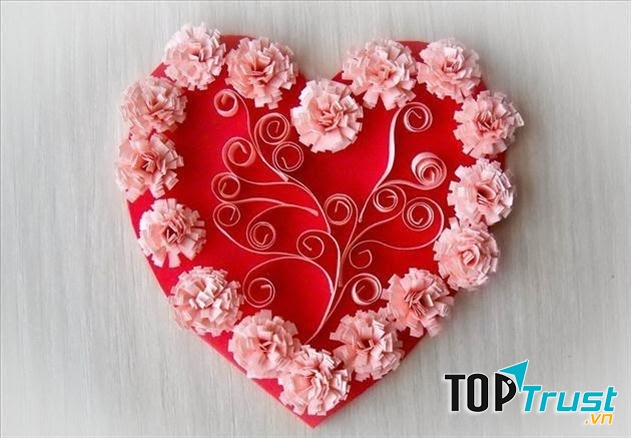 Thiệp Valentine giấy xoắn hình trái tim