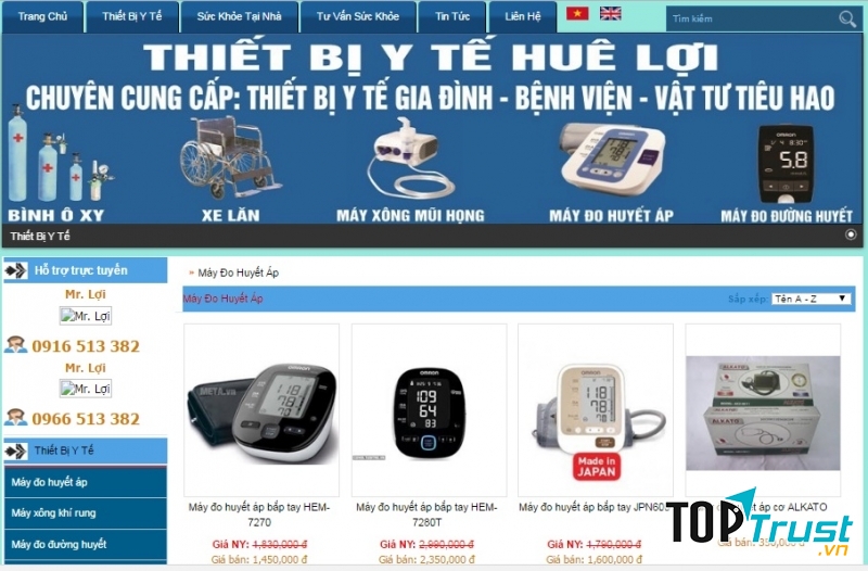 Website của Thiết bị y tế Huê Lợi