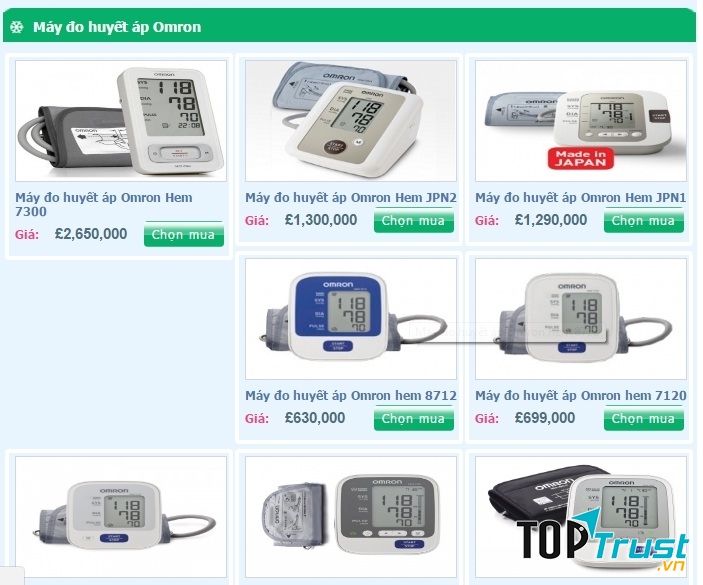 Các sản phẩm máy đo huyết áp của Thiết Bị Y Tế Quân Y