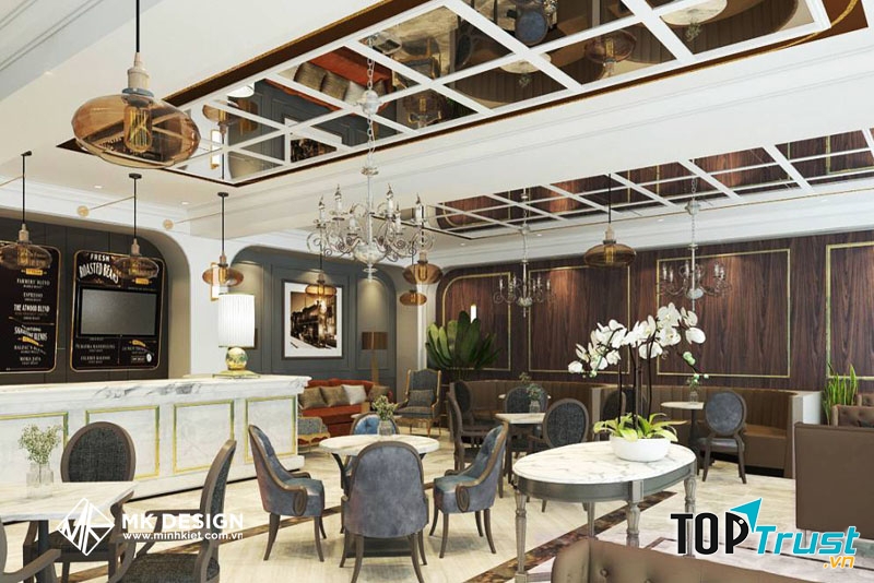 Không gian quán cà phê sang trọng, tinh tế