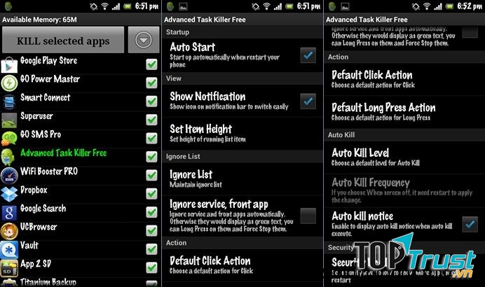 Task Killers được khuyến cáo không nên sử dụng nhiều
