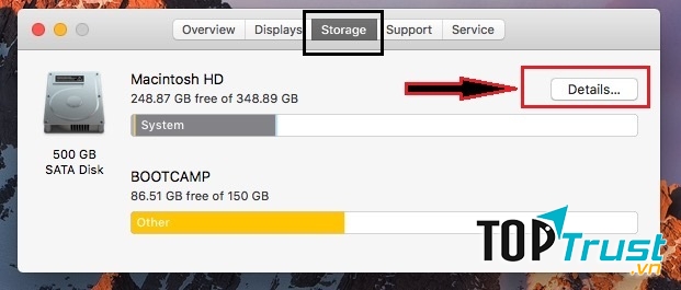 Chú ý dung lượng còn lại trong ổ cứng