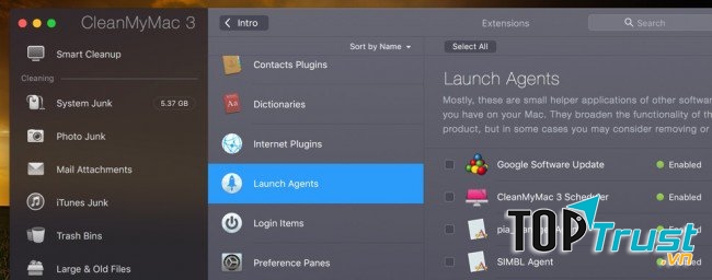 Launch Agents trên CleanMyMac 3
