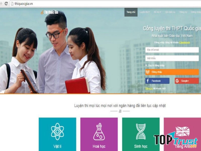 Website luyện thi đại học Thiquocgia.vn