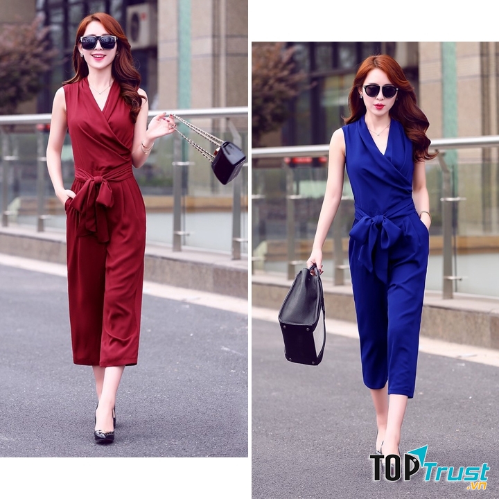 Jumpsuit nơ thắt eo