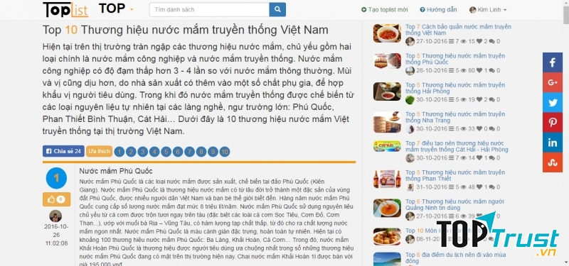 Đây chính là những thương hiệu nước mắm truyền thống, thông tin trong bài cũng phải chính xác