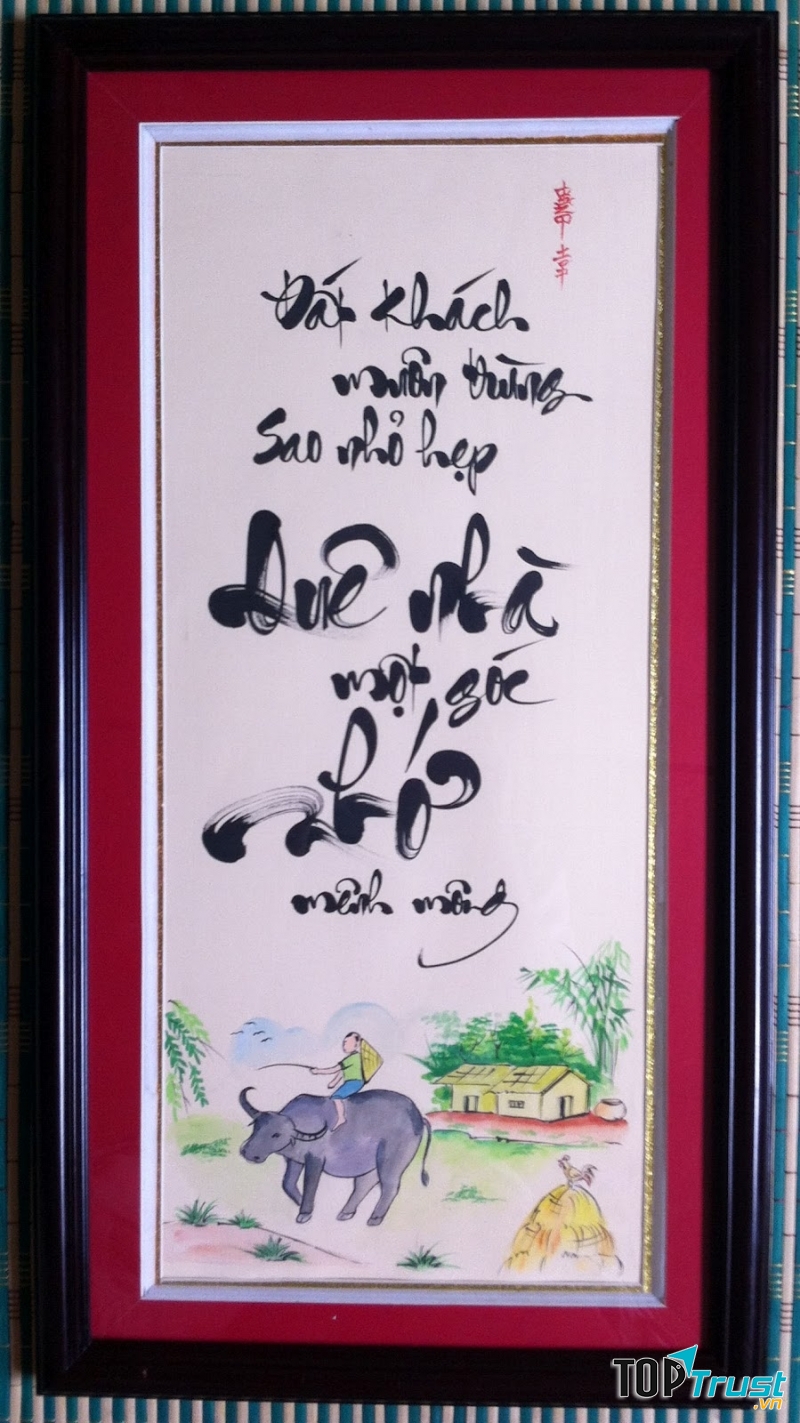 Tranh thư pháp khổ dọc tặng bố mẹ.