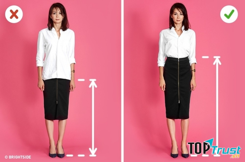 Kết hợp chân váy bút chì với áo sơ mi đóng thùng