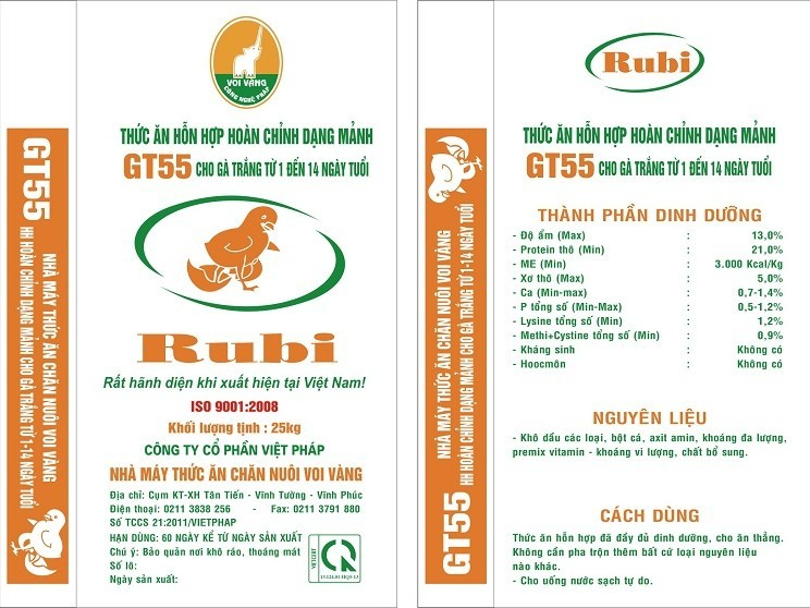 Thức ăn HH hoàn chỉnh dạng mảnh GT55. Thương hiệu Voi vang