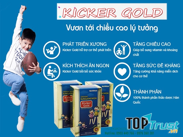 Kicker Gold có tác dụng hỗ trợ trẻ em, thanh thiếu niên phát triển chiều cao