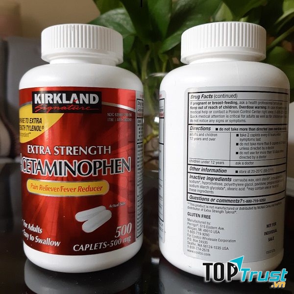 Thực phẩm chức năng Thuốc giảm đau Kirkland Extra Strength Acetaminophen 500mg