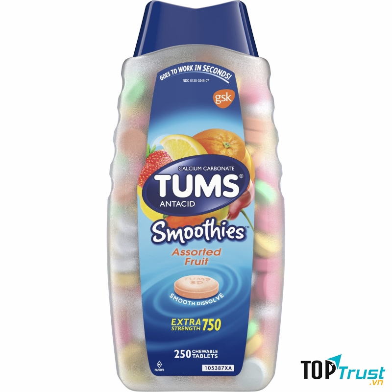 Thực phẩm chức năng Viên nhai điều trị đau dạ dày Tums Extra Strength 750 của Mỹ 250 viên