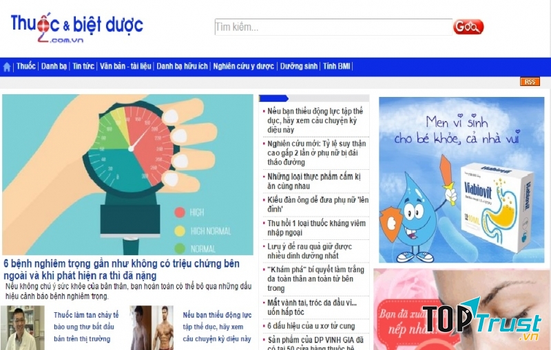Giao diện website Thuốc biệt dược