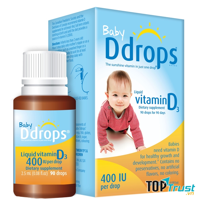 thuốc bổ sung Vitamin D cho trẻ sơ sinh Baby Ddrops Vitamin D3 400IU