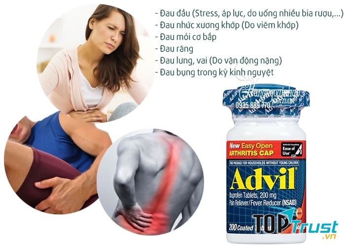 Thực phẩm chức năng Thuốc giảm đau Advil 200mg Easy Open Arthritis Cap 200 viên