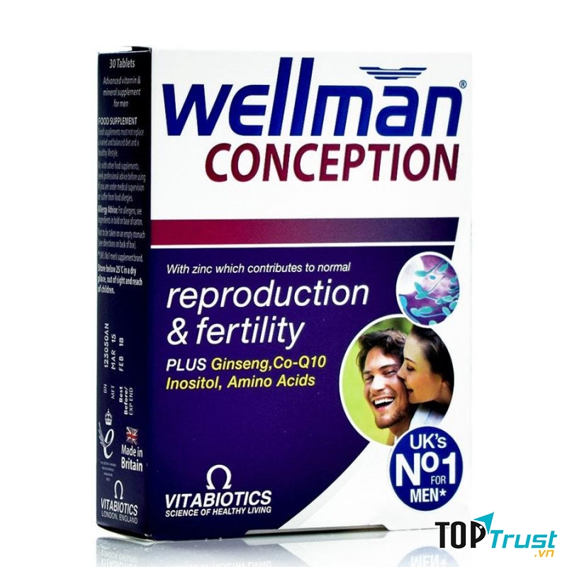 Thuốc hỗ trợ sinh sản cho nam giới Wellman Conception 30 viên